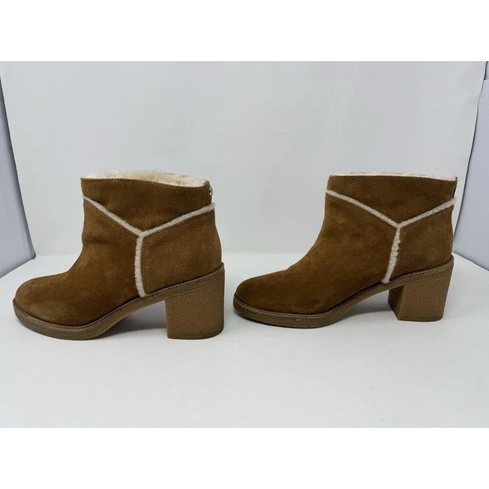 UGG Kasen Chestnut Suede Shearling Ankle Boots Womens 8.5